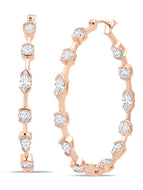 Crislu Lavish Cubic Zirconia Hoop Earrings Finished in 18kt Rose Gold