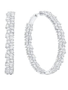 Crislu Multi Cluster Large Hoop Earrings Finished in Pure Platinum