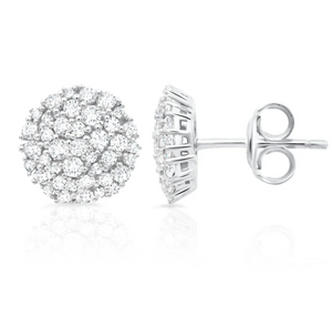 Crislu Round Glisten Stud Earrings Finished in Pure Platinum