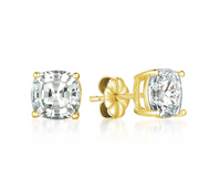 Solitaire Asscher Earrings Finished in Gold