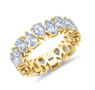 Crislu Pear Cut Eternity Ring  Finished In 18kt Yellow Gold