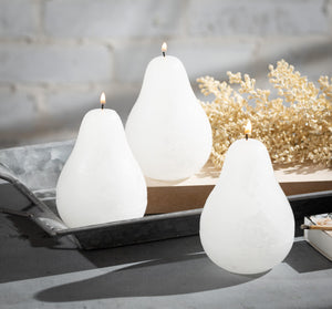 Sculptural Wax Pear Candle - White