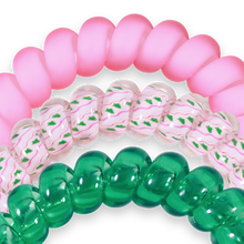 Load image into Gallery viewer, TELETIES Spiral Hair Coils Merry Pinkmas Hair Ties - Large
