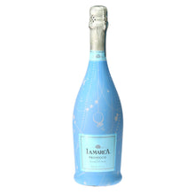 Load image into Gallery viewer, Champagne Bottle covered with the Blue Pearls &amp; Prosecco Prosecco Bottle Wrap
