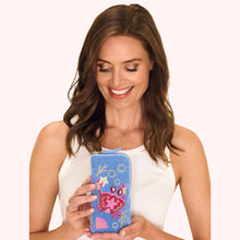 Load image into Gallery viewer, person hold a Velvet Sunglasses Pouch - Seafaring Crab - Cornflower
