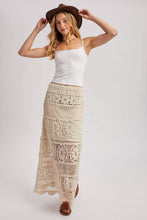 Load image into Gallery viewer, Sheer Crochet Knit Midi Skirt with white cami 
