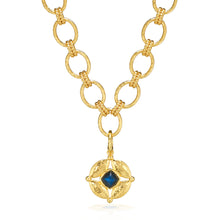 Load image into Gallery viewer, Capucine de Wulf Double Sided Pendant showing Blue Labradorite on a gold chain
