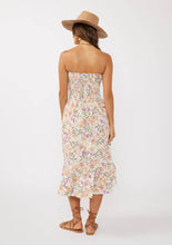 Load image into Gallery viewer, Convertible Floral Smocked Skirt - Cream/Dusty Lilac worn as a dress back view
