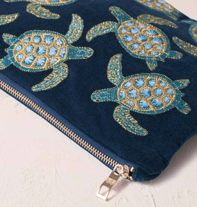 Turtle Conservation Everyday Pouch - Marine Navy Velvet