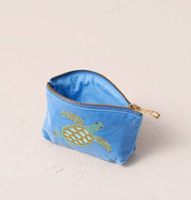 Load image into Gallery viewer, Turtle Conservation Coin Purse - Caribbean Blue Velvet

