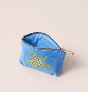 Turtle Conservation Coin Purse - Caribbean Blue Velvet