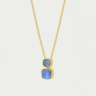 Dean Davidson Monterey Gold Pendant Necklace - Iridescent Midnight Blue wit two square shaped stones