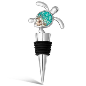 Dune Jewelry Turtle Wine Stopper Turquoise & Crystal River Gradient