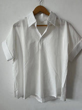 Load image into Gallery viewer, White Relaxed Short Sleeve Blouse on a hanger
