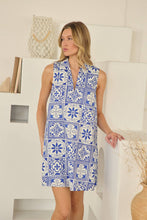 Load image into Gallery viewer, person wearing Arbor Floral Lexya Collared Shift Mini Dress front view showing pattern and v-neckline
