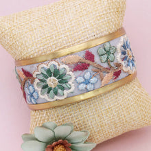 Load image into Gallery viewer, Pastel Flowers Embroidered Cuff Bracelet
