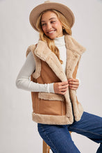 Load image into Gallery viewer, Faux Suede Trim Vest - Tan
