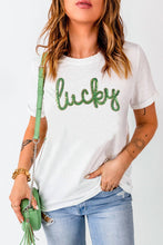 Load image into Gallery viewer, Sequined Lucky St.Patricks Day Graphic Tee
