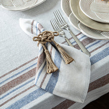 Load image into Gallery viewer, Juliska Danish Stripe Napkin on a table with matching Danish Stripe table cloth 
