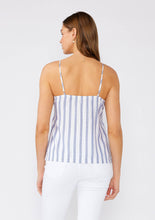 Load image into Gallery viewer, Nautical Striped V-Neck Metallic Tank Top in White &amp; Blue
