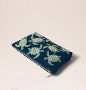 Turtle Conservation Everyday Pouch - Marine Navy Velvet