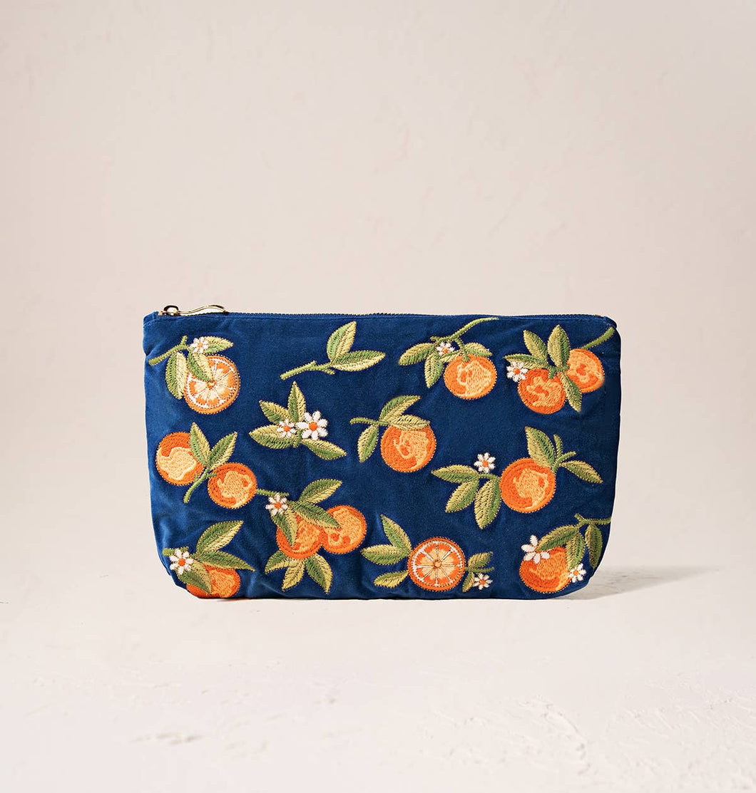 Orange Blossom Everyday Pouch - Cobalt Velvet