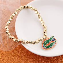 Load image into Gallery viewer, Florida Gold Stretch Bracelet with Enamel gator head logo
