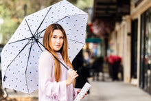 Load image into Gallery viewer, person using the Nikki on Grey Bottle Umbrella
