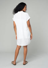 Load image into Gallery viewer, Dolman Sleeve Button Down Mini Shirt Dress - White back view

