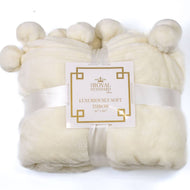 Cozy Pom Pom Throw - Soft White