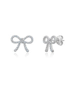 Fairytale Bow Earrings Finished in Pure Platinum