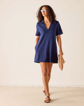 Load image into Gallery viewer, person wearing Mersea French Terry Polo Dress in navy blue 
