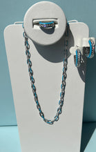 Load image into Gallery viewer, Crislu Platinum Glaze Blue Enamel Chainlink Necklace
