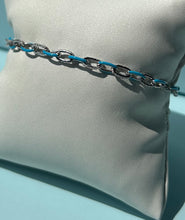 Load image into Gallery viewer, Crislu Platinum Glaze Blue Enamel Chainlink Bracelet
