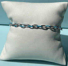 Load image into Gallery viewer, Crislu Platinum Glaze Blue Enamel Chainlink Bracelet
