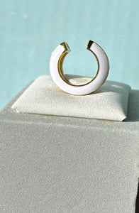 Crislu Gold Glaze White Enamel Cuff Earring