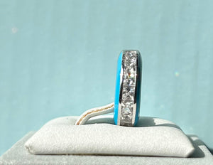 Crislu Platinum Glaze Blue Enamel Cuff Earring