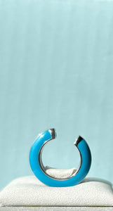 Crislu Platinum Glaze Blue Enamel Cuff Earring