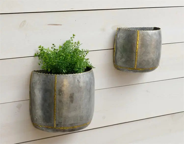 Golden Touch Galvanized Wall Planters - Large