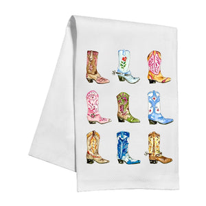 Handpainted Colorful Cowboy Boots Kitchen Towel