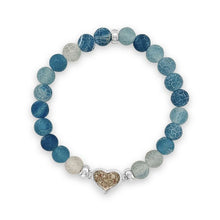 Load image into Gallery viewer, Dune Jewelry Heart Beaded Bracelet - Weathered Agate - Captiva Island
