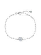 Crislu Heart Shaped Bezel Set Paperclip Chain Bracelet Finished in Pure Platinum