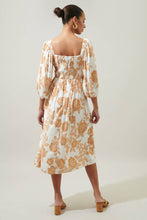 Load image into Gallery viewer, Essenna Floral Granger Puff Sleeve Midi Dress - White/Taupe
