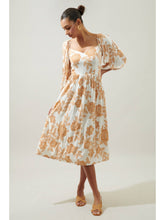 Load image into Gallery viewer, Essenna Floral Granger Puff Sleeve Midi Dress - White/Taupe
