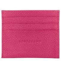 Longchamp Le Foulonne Card Holder - Pink/Silver