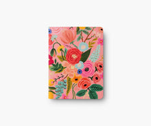 Load image into Gallery viewer, notebook with floral cover with pink background

