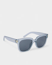Load image into Gallery viewer, overside transparent blue frames with gold accents 

