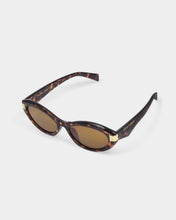 Load image into Gallery viewer, Katie Loxton Bordeaux Slim Oval Sunglasses side view showing gold accents and wide arms
