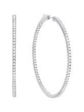 Load image into Gallery viewer, Large Pave Hoop Earrings in Platinum
