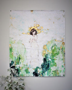 Paper Art Abstract Angel Green 38"x46"